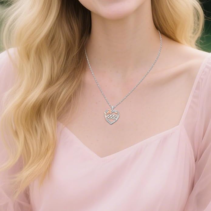 Number Necklace for Women 925 Sterling Silver Rose Angel Numbers Necklace Jewelry Birthday Gift for Grandma Mother