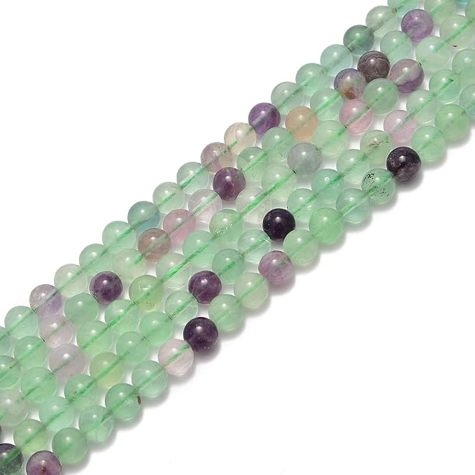 60pcs 6mm Natural Rainbow Fluorite Gemstone Round Spacer Loose Stone Beads for Jewelry Making 15.5" 1 Strand (Rainbow Fluorite, 6mm 60 Beads)