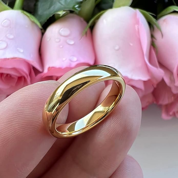 4mm 6mm 8mm 10mm Silver/Gold/White Tungsten Rings for Men Women Couple Fashion Jewelry Anniversary Engagement Wedding Bands Domed Polished I Love You Engraved Comfort Fit