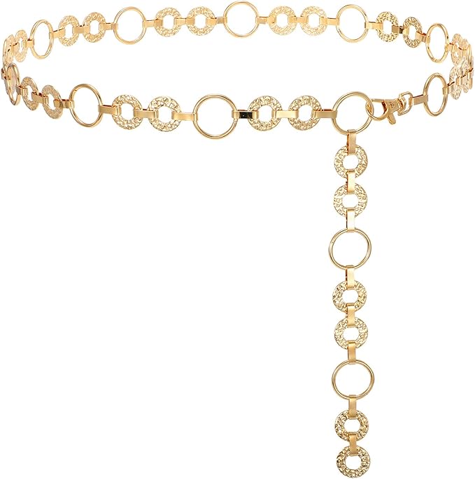 WHIPPY Metal Waist Chain Belt Women Adjustable Body Link Belts Ladies Fashion Chain for Jeans Dress