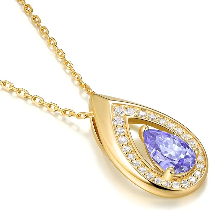 Kstyle 14K Gold Lab-Grown Moissanite/Emerald/Birthstone Pendant Necklaces for Women, Wife Girlfriend Daughter Mom Grandma Gifts, Dainty Birthday Jewelry for Her (925 Sterling Silver Base) Non Tarnish