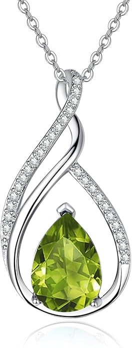 Teardrop Birthstone Necklace for Women 925 Sterling Silver Pear-Shaped Pendant Anniversary Mother's Day Birthday Jewelry Gifts for Her