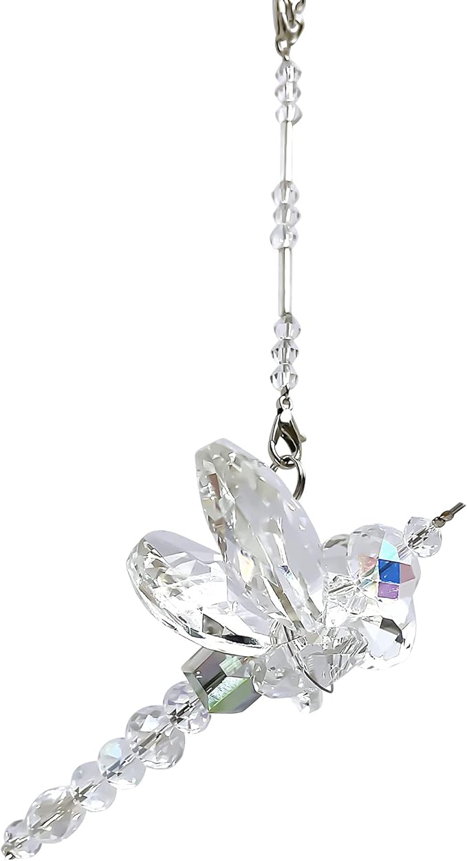 Dragonfly Gift - Crystal Dragonfly - Crystal Figurines- Car Charm - Rainbow Maker - Dragonfly Charm - Prism Suncatcher for Garden, Home, Car and Window Décor - Gifts for Mom - Gifts for Grandma