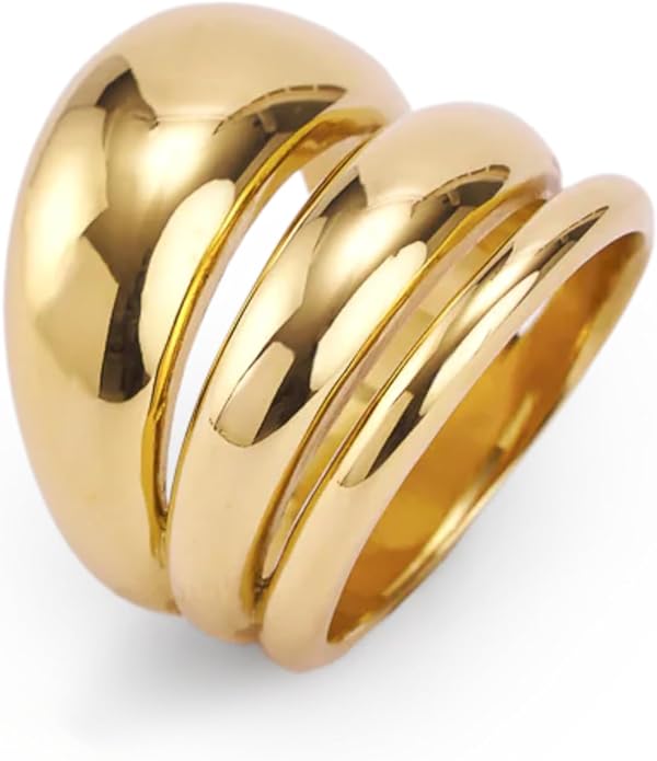 Hey Harper Gold Ring for Women - Gold Plated Stacking Waterproof & Sweatproof Jewerly Ring - Everday Non Tarnish Cute Fashion Circle Rings