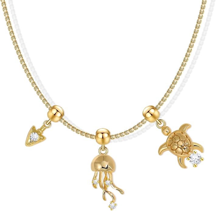 Summer Holiday Necklace,Dainty Chain, Charm Necklace For Women,Cute Cat Charm,Natural Pearls,18k Gold Plated,Choose Your Favorite Charm, Change Easily