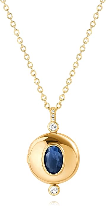 18k Gold Chain Link Necklace for Women, Baroque Pearl/Compass Pendant Necklace
