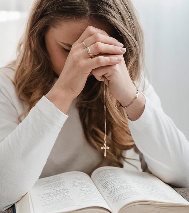 925 Sterling Silver Cross Necklace for Women Big Faith Infinity Pendant Necklace Silver Chain 18+2''