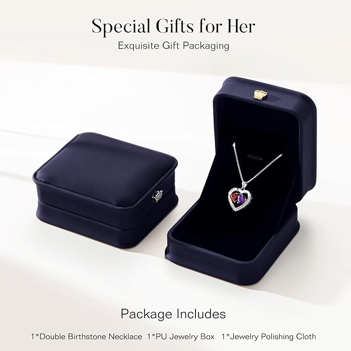 Iefil Birthstone Jewelry for Women - 925 Sterling Silver Birthstone Necklace, Anniversary Birthday Gifts for Women, Jewelry Gifts for Her Wife Mom Daughter