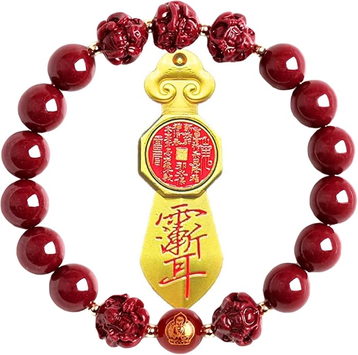Feng Shui Triple Protection Bracelet for Women,Lucky Chinese Red Cinnabar Zodiac Prayer Bead Bracelet to Attract Wealth or Money,Mother's Day Birthday Christmas Good Luck Jewelry Gigt for Women to Bring Luck Prosperity