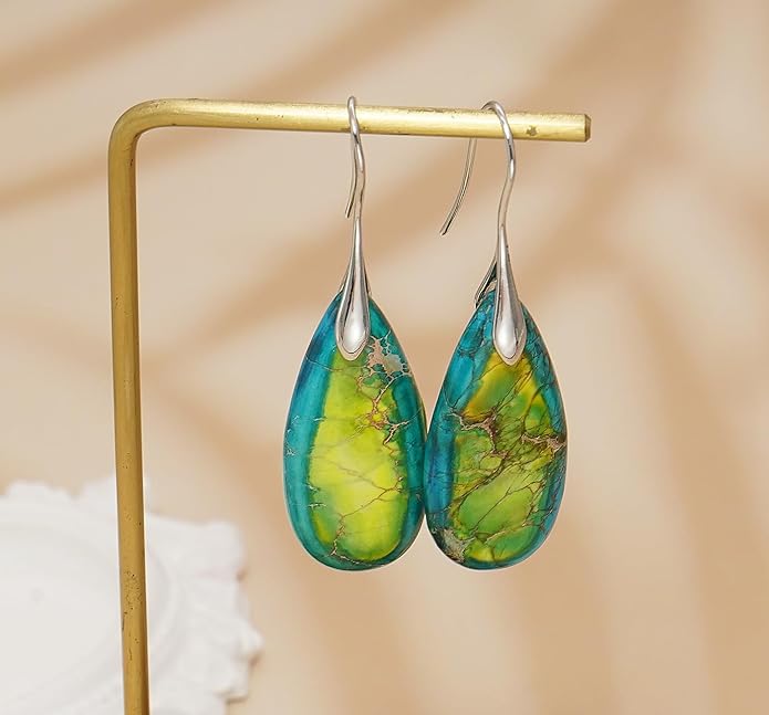 Natural Stone Earrings Waterdrop Stone Dangle Earrings for Women