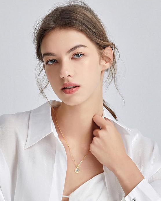 FANCIME Birthstone Necklaces for Women Fine Jewelry Sterling Silver Dainty Infinity Pendant Anniversary Birthday Christmas Gifts for Her Wife Mom Lady Daughter, Chain 16"+2" Extend