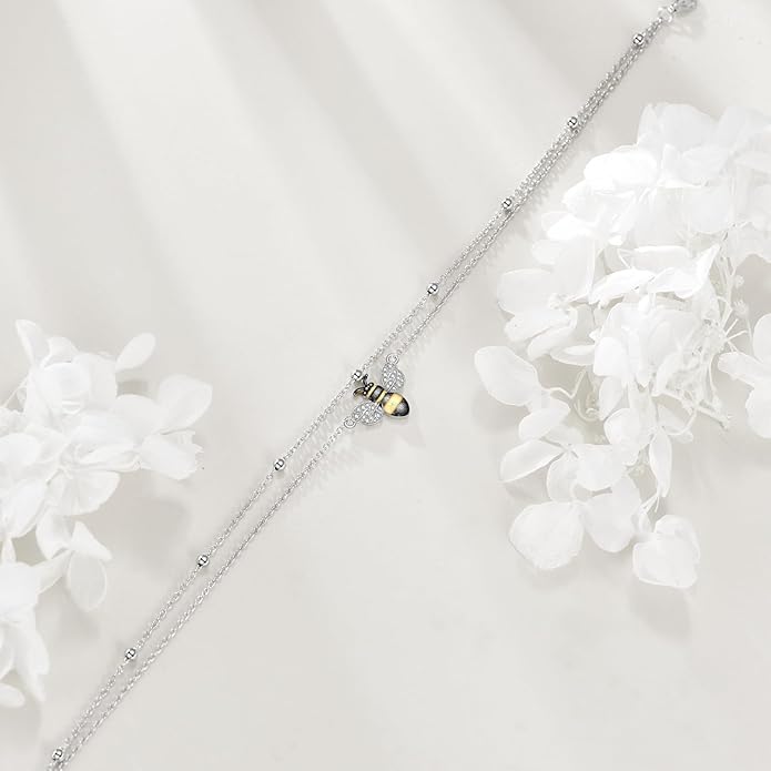 TIGER RIDER Dragonfly Anklet Sterling Silver Dragonfly Gifts Jewelry for Women with Crystal Birthday Anniversary