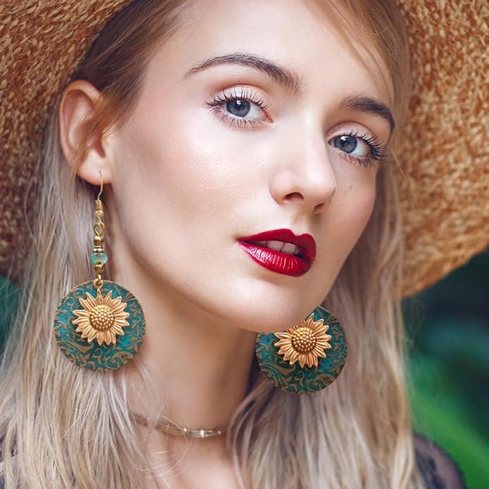 Hefanny 12 Pairs Teardrop Druse Crystal Drop Dangle Earrings for Women Cubic Zirconia Huggie Hoop Earring Jewelry Set Christmas Gifts