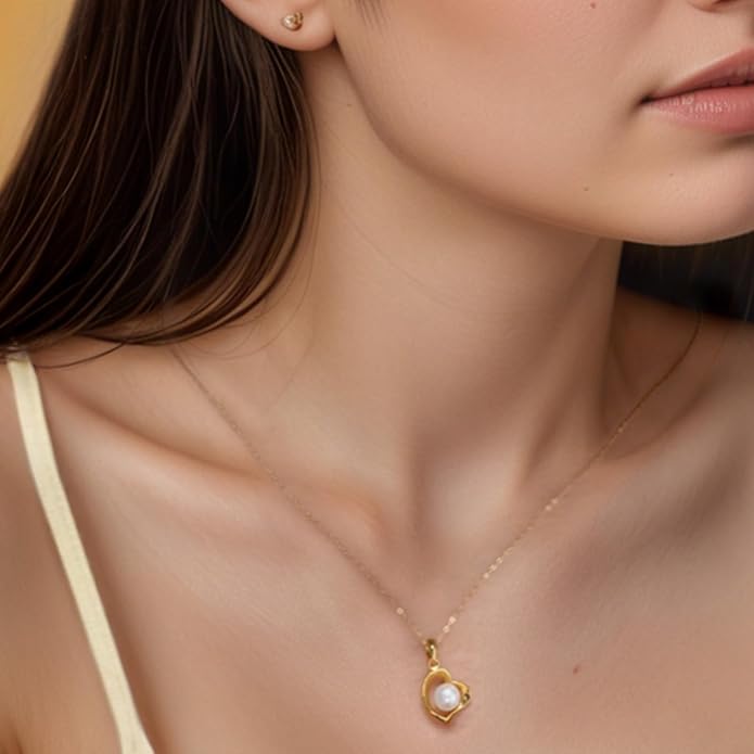 Pearl Necklaces for Women,Charm Choker Necklaces with Natural Freshwater Cultured Pearls,Dainty Pendants Necklaces Daily Wear or Fashion Gift for Women