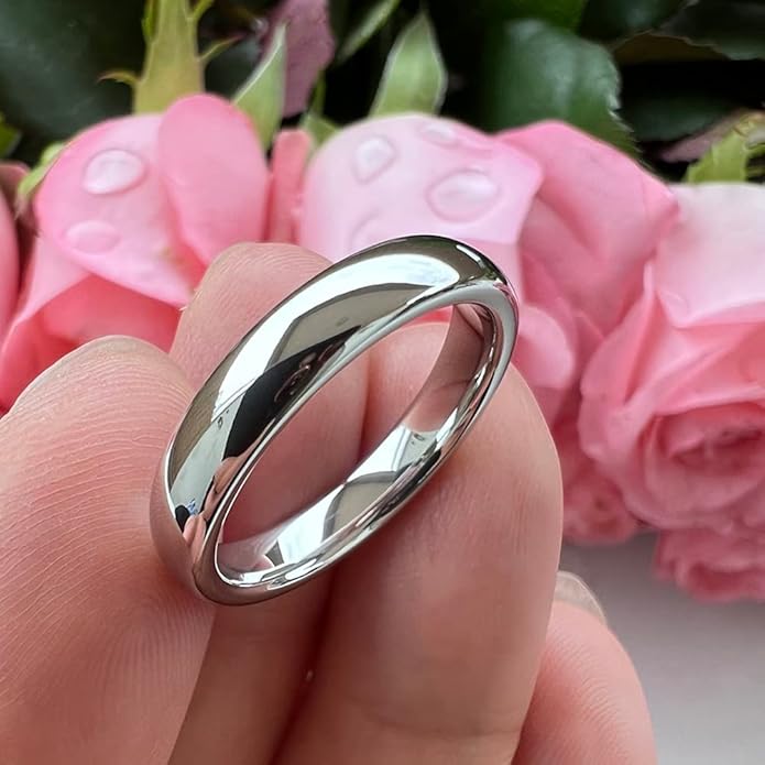 4mm 6mm 8mm 10mm Silver/Gold/White Tungsten Rings for Men Women Couple Fashion Jewelry Anniversary Engagement Wedding Bands Domed Polished I Love You Engraved Comfort Fit