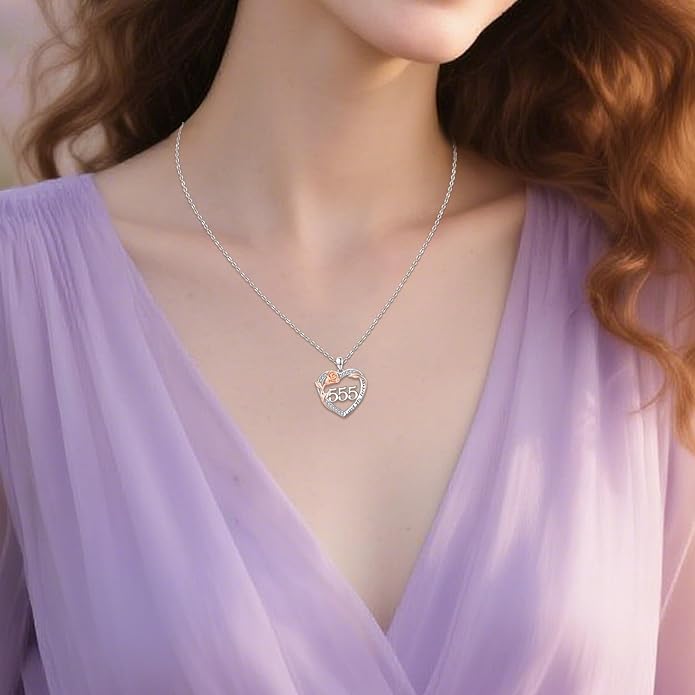 Number Necklace for Women 925 Sterling Silver Rose Angel Numbers Necklace Jewelry Birthday Gift for Grandma Mother