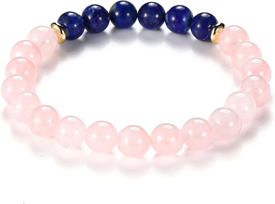 HOZEAL Rose Quartz Pink Opal Peru Crystal Bracelet, Love Friendship Crystal Stone Chakra Bracelet, Business Money Energy Wealth Good Luck Prosperity Feng Shui Beaded Bracelet for Men Women