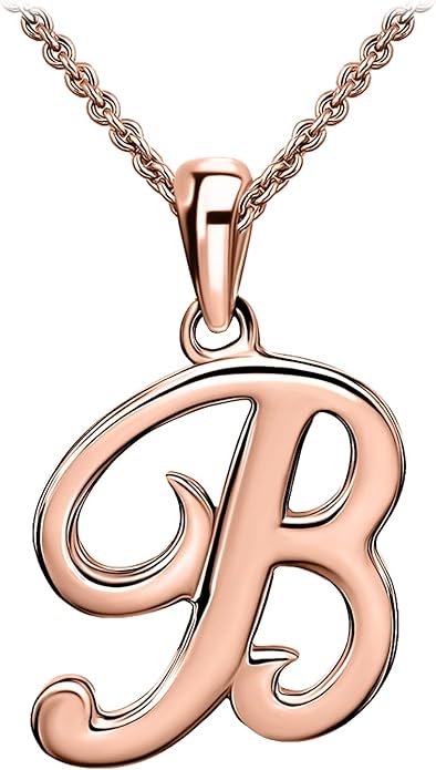 SEA OF ICE Letter Initial Necklace, Alphabet Letter Pendant Necklace, Sterling Silver, Gold, Rose Gold Necklace for Women, Elegant Initial Necklaces, Personalized Custom Women's Necklaces