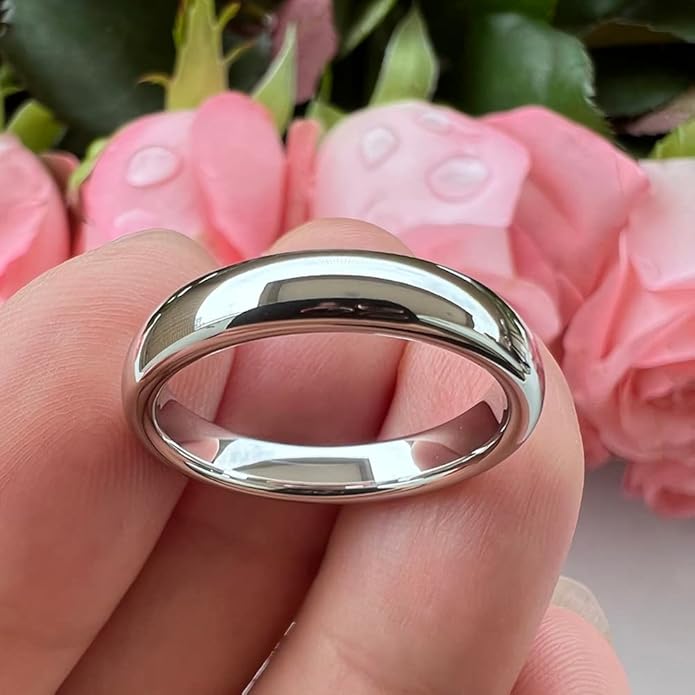 4mm 6mm 8mm 10mm Silver/Gold/White Tungsten Rings for Men Women Couple Fashion Jewelry Anniversary Engagement Wedding Bands Domed Polished I Love You Engraved Comfort Fit