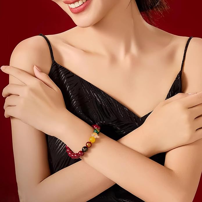 Chinese Feng Shui Good Luck and Wealth Bracelet for Men Women Red Cinnabar Bead,Lucky Bracelets Used to Bring wealth,Success,Money,Attract Wealth Money Feng Shui Jewelry,Wealth and Lucky Protection Amulet Taisman