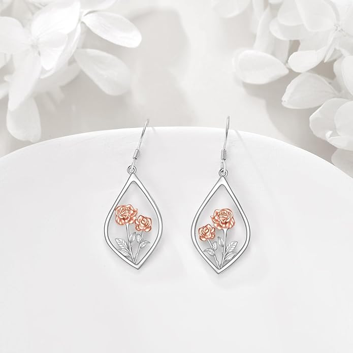 Scottish Thistle/Sunflower/Violet/Daffodil/Orchid Earrings Sterling Silver Flower Dangle Dangling Drop Boho Earrings Jewelry Gifts for Women