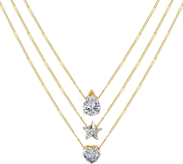 ASCOMY Layered Necklaces for Women Dainty Gold Necklace 14K Gold Plated Herringbone Necklace for Women Pearl Cross Necklace Paperclip Cuban Figaro Rope Satellite Chain Gold Choker Trendy Jewelry Gift