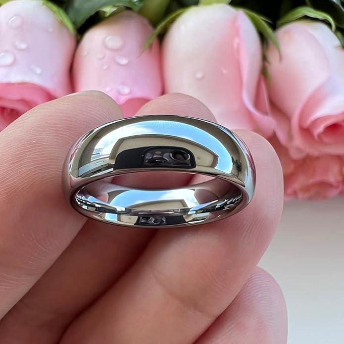 4mm 6mm 8mm 10mm Silver/Gold/White Tungsten Rings for Men Women Couple Fashion Jewelry Anniversary Engagement Wedding Bands Domed Polished I Love You Engraved Comfort Fit