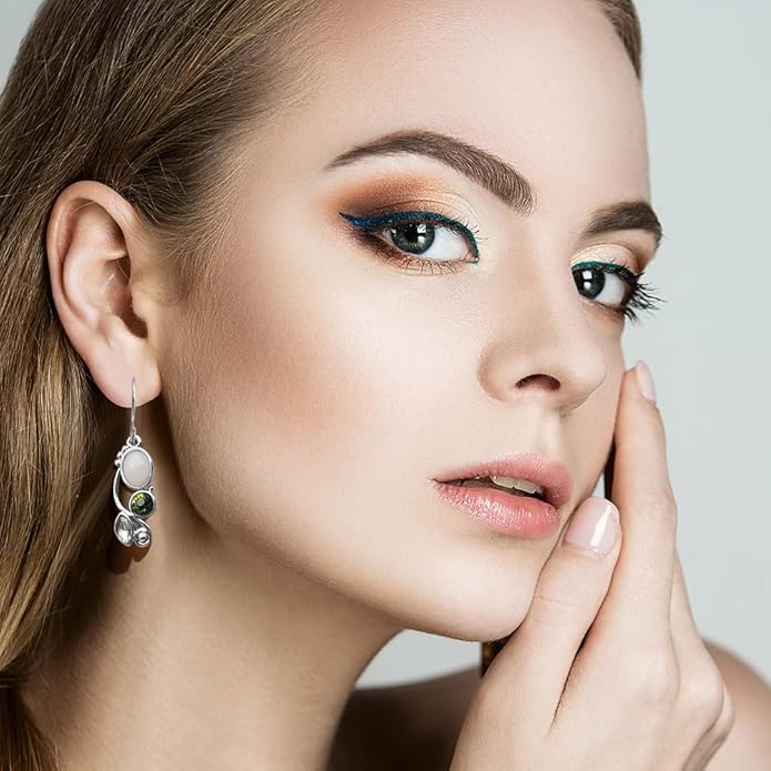 Hefanny 12 Pairs Teardrop Druse Crystal Drop Dangle Earrings for Women Cubic Zirconia Huggie Hoop Earring Jewelry Set Christmas Gifts