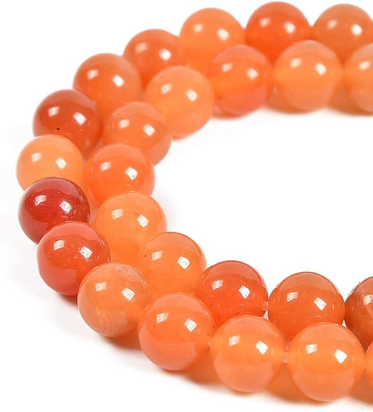 36pcs 10mm Natural Orange Aventurine Gemstone Round Spacer Loose Stone Beads for Jewelry Making 15.5" 1 Strand (Orange Aventurine, 10mm 36Beads)