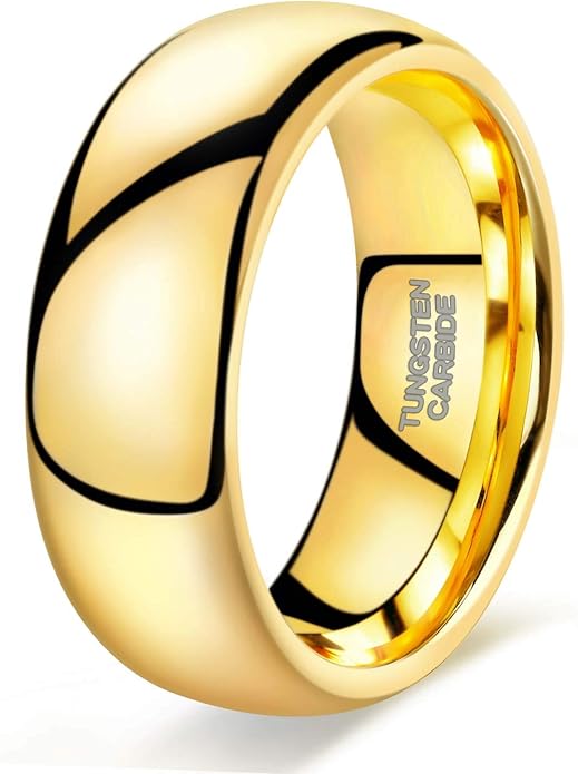 TRUMIUM 2mm 4mm 6mm 8mm Tungsten Wedding Band Ring for Men Women Gold/Rose Gold/Silver Domed High Polish Comfort Fit 4-15