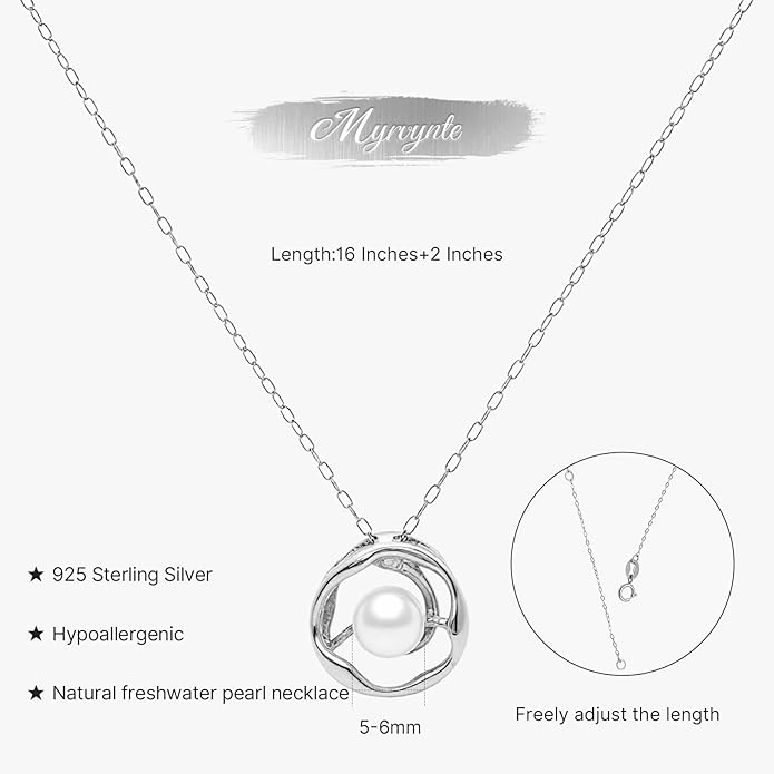 Pearl Necklaces for Women,Charm Choker Necklaces with Natural Freshwater Cultured Pearls,Dainty Pendants Necklaces Daily Wear or Fashion Gift for Women
