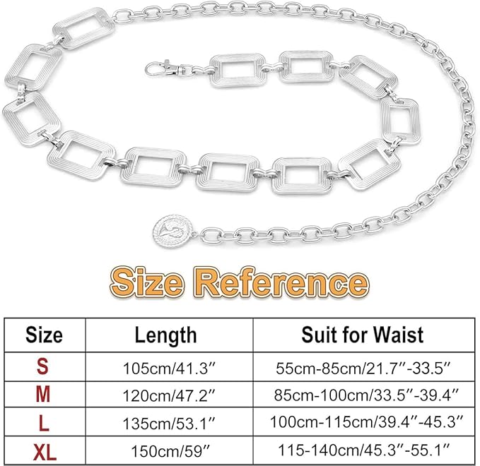 Women's Chain Belt Metal Waist Belt Chunky Belly Link Belt