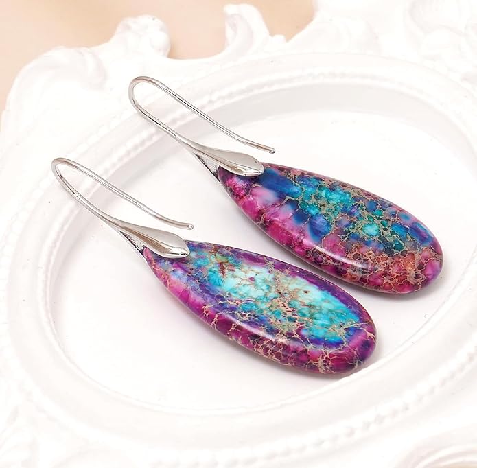 Natural Stone Earrings Waterdrop Stone Dangle Earrings for Women