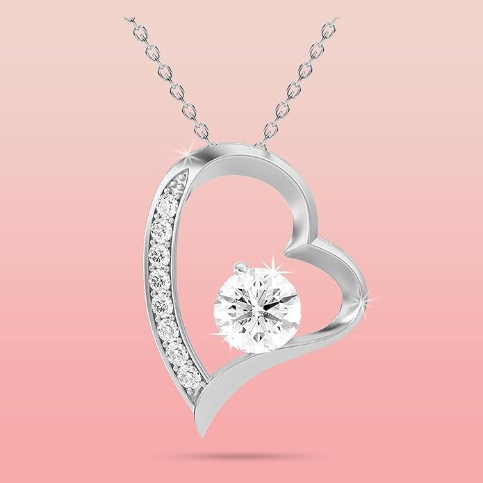 Wife Necklace From Husband| Mothers Day Necklace for Her| Soulmate Anniversary or Birthday Jewelry Gift| Hot Doe White Gold Cz Pendant Necklace