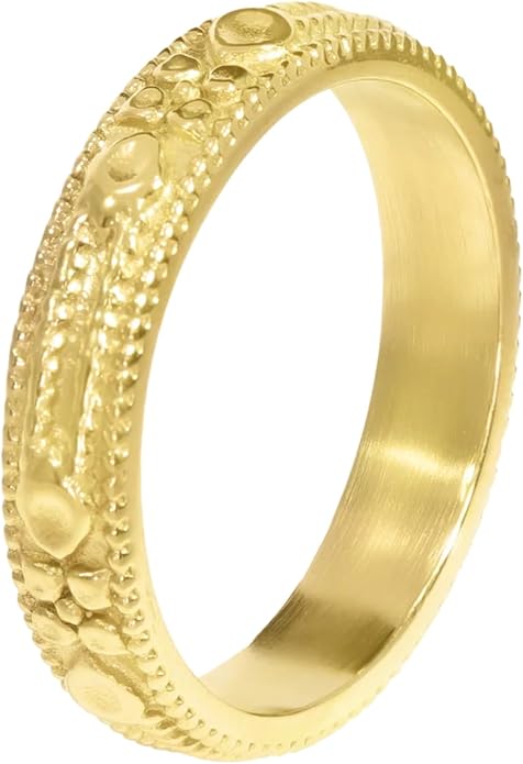 Hey Harper Gold Ring for Women - Gold Plated Stacking Waterproof & Sweatproof Jewerly Ring - Everday Non Tarnish Cute Fashion Circle Rings