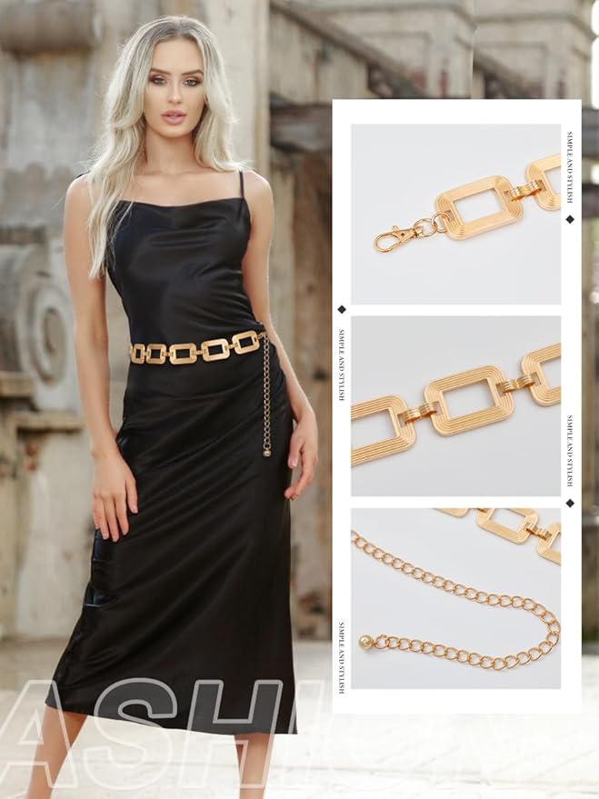 FIORETTO Chain Belts for Women Fashion Metal Waist Chain Chunky Belts for Dresses Jeans