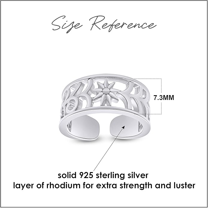 Adjustable Flower Toe Ring Jewelry for Women 14k Gold Plated Sterling Silver