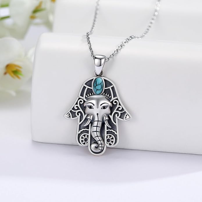 Hamsa Necklace 925 Sterling Silver Evil Eye/Lotus Flower/Star of David/Chai/Yin Yang Hamsa Hand Pendant Jewelry Hand of Fatima Gifts for Women