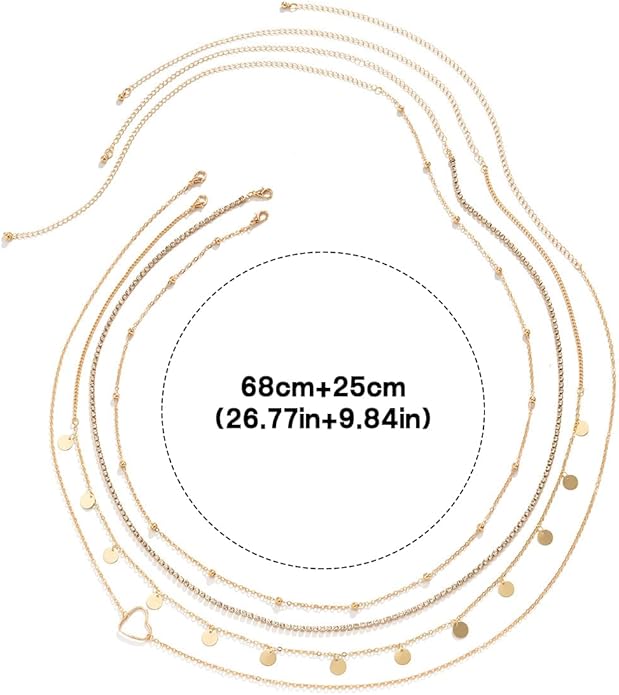 MODRSA Gold Chain Belt - Fashion Waist Chain Belt with Moon, Butterfly Rhinestone & Layered Design