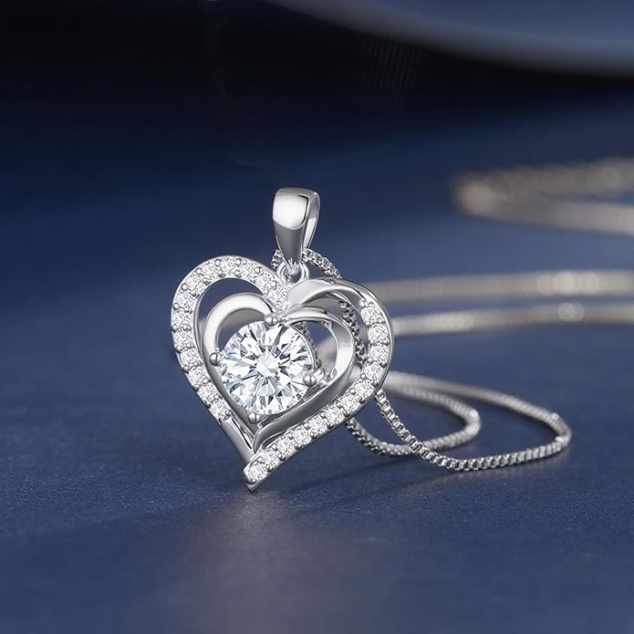waitrose Moissanite Heart Necklace for Women Birthday Gifts for Wife S925 Sterling Silver Jewelry for Christmas Anniversary Valentine Birthday Gift for Her Girlfriend Mom