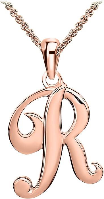 SEA OF ICE Letter Initial Necklace, Alphabet Letter Pendant Necklace, Sterling Silver, Gold, Rose Gold Necklace for Women, Elegant Initial Necklaces, Personalized Custom Women's Necklaces