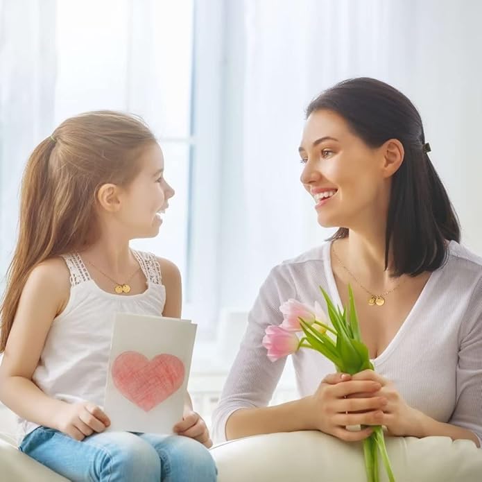 Two Initial Necklace for Women, 14K Gold Plated Dainty You and Her Initial Necklace Relationship Jewelry Mothers Day Valentines Gifts for Women Mom Friend Sister Her Birthday