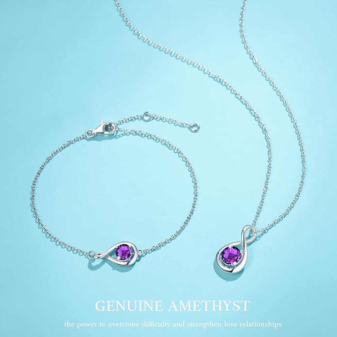 FANCIME Birthstone Necklaces for Women Fine Jewelry Sterling Silver Dainty Infinity Pendant Anniversary Birthday Christmas Gifts for Her Wife Mom Lady Daughter, Chain 16"+2" Extend