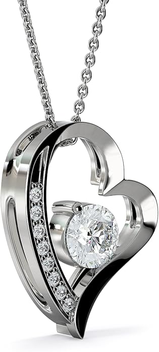 (USA-Assembled) Sisters Gift - Heart Necklace and Earring Set for Women Her Jewelry - Birthday Christmas Graduation College Female Black Box (id188)