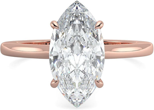 14K and 18K White Yellow and Rose Gold Lab Grown Diamond Solitaire Engagement Ring for Women, 4 Prong Rings for Wedding and Valentine Gift 1 to 2 Carat TW (Color E-F, Clarity VVS-VS)