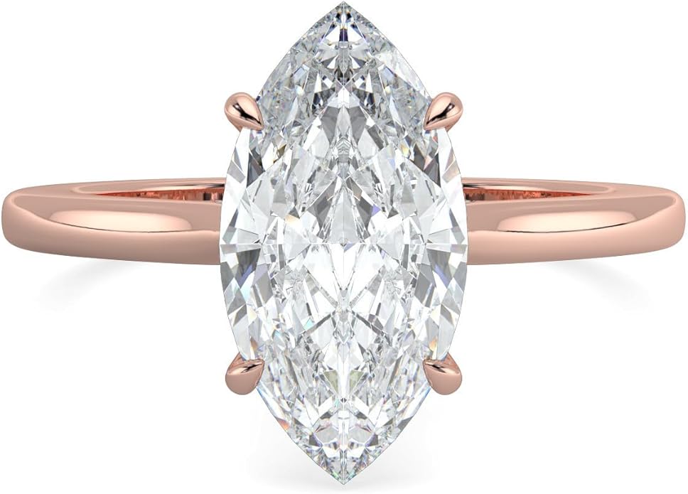 14K and 18K White Yellow and Rose Gold Lab Grown Diamond Solitaire Engagement Ring for Women, 4 Prong Rings for Wedding and Valentine Gift 1 to 2 Carat TW (Color E-F, Clarity VVS-VS)