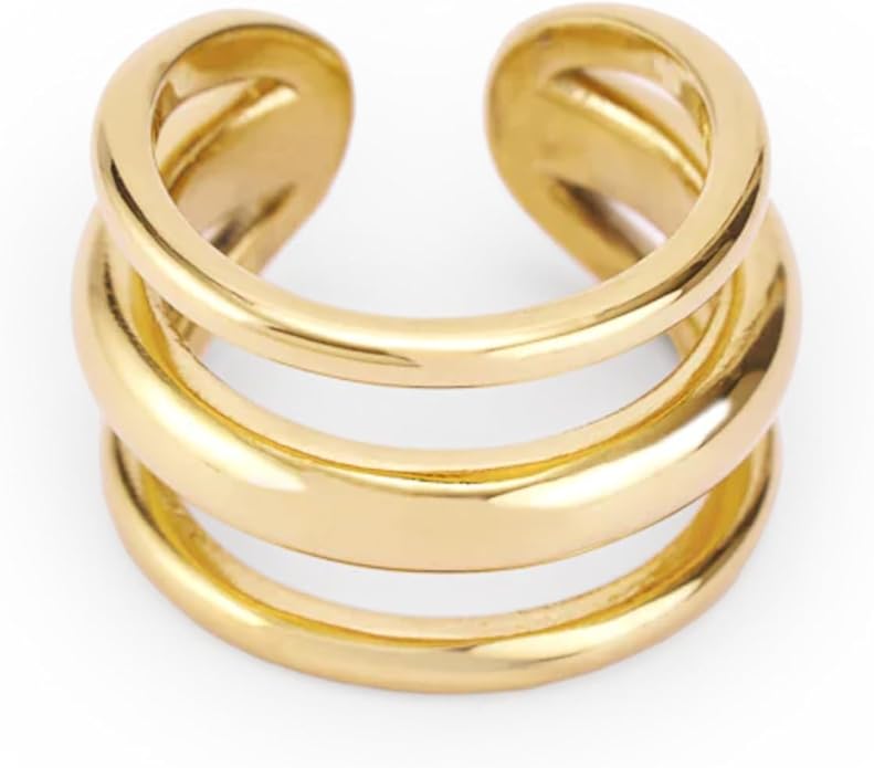 Hey Harper Gold Ring for Women - Gold Plated Stacking Waterproof & Sweatproof Jewerly Ring - Everday Non Tarnish Cute Fashion Circle Rings