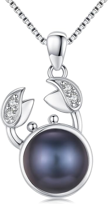 Gifts for Women Wife Mom-Tahitian Black Pearl Necklace-Wedding Birthday Anniversary Ocean Jewelry for Girlfriend Her-Mothers Day Gifts for Mom Valentines Day Christmas