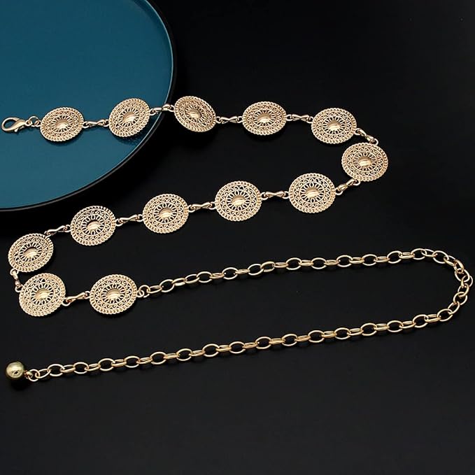 Women's Chain Belt Metal Waist Belt Chunky Belly Link Belt