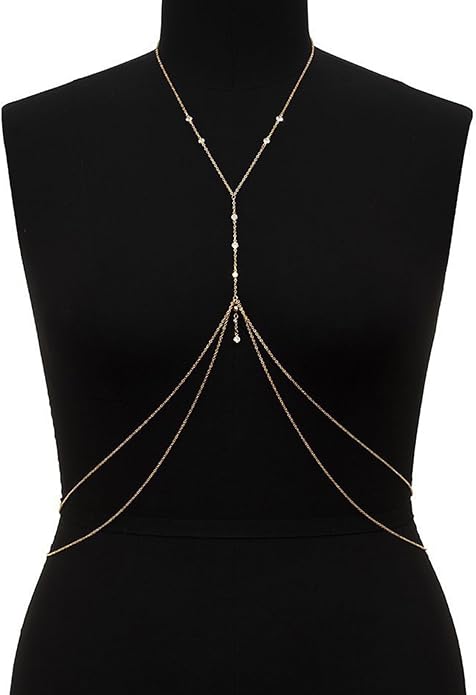MODRSA Body Chain Belly Chain Silver Gold Waist Chain Body Chain Jewelry for Women Body Jewelry for Women Waist Chains Belly Chains for Women Chain Bra Lingerie